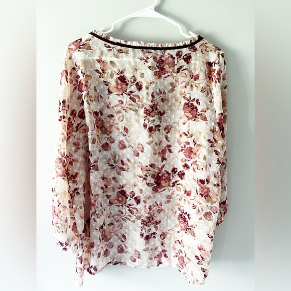 EUC LC LAUREN CONRAD Floral Sheer Long Sleeve Top Size XL - Picture 4 of 5